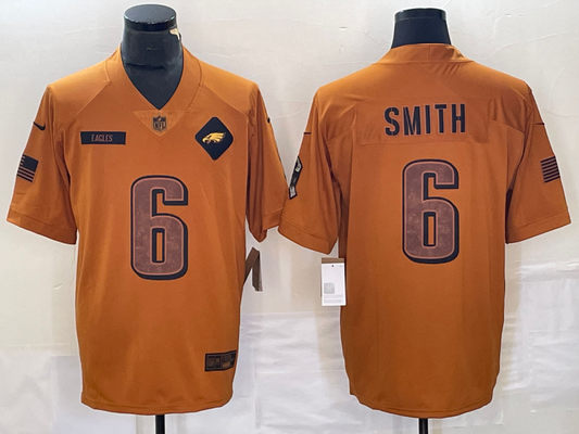 Men's Philadelphia Eagles DeVonta Smith #6 Brown 2023 Salute To Service Limited jersey