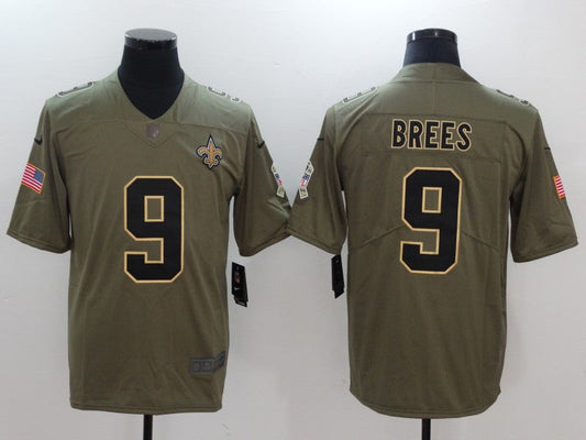 Men's New Orleans Saints Drew Brees #9 Brown Game jersey