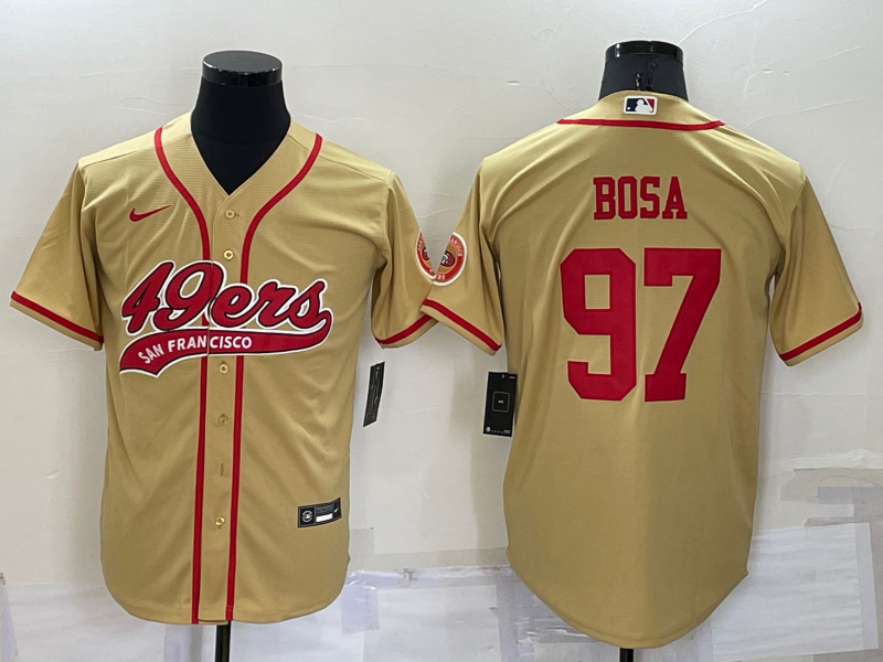 Men's San Francisco 49ers Nick Bosa #97 Gold Game jersey Joint Edition