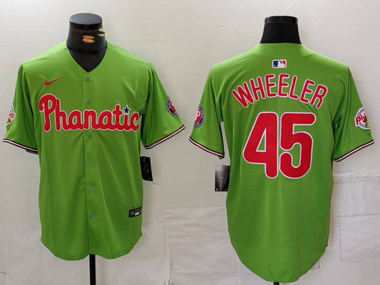 Men's Philadelphia Phillies Zack Wheeler #45 Green Limited Player jersey