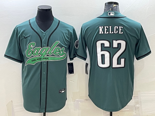 Men's Philadelphia Eagles Jason Kelce #62 Midnight Green Game jersey Joint Edition