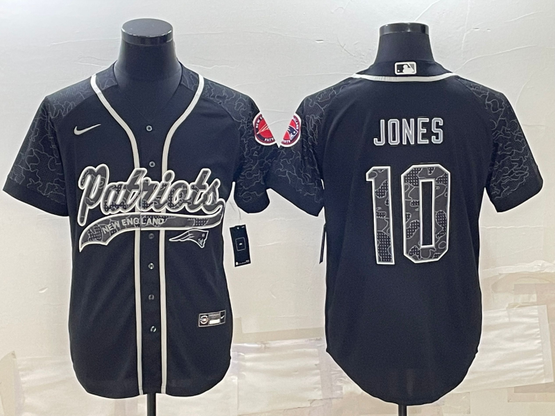 Men's New England Patriots Mac Jones #10 Black RFLCTV Limited jersey Joint Edition