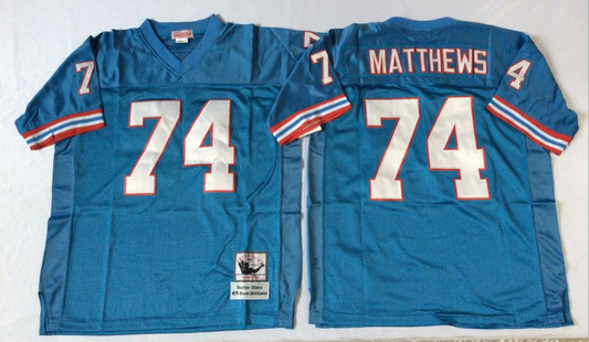 Men's Tennessee Oilers Bruce Matthews #74 Light Blue Legacy Replica jersey