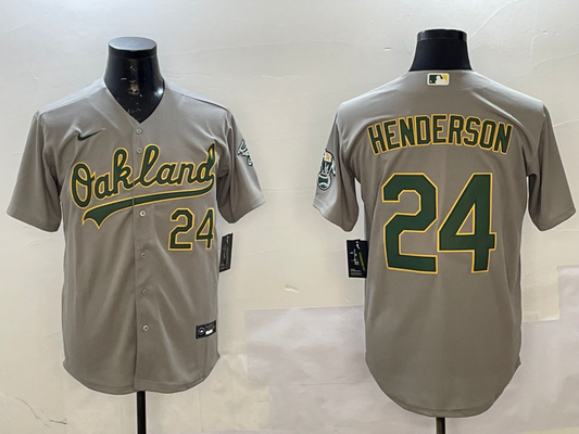 Men's Oakland Athletics Rickey Henderson #24 Gray Replica Player jersey
