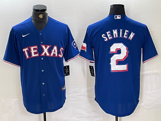 Men's Texas Rangers Marcus Semien #2 Royal Away Replica Player jersey