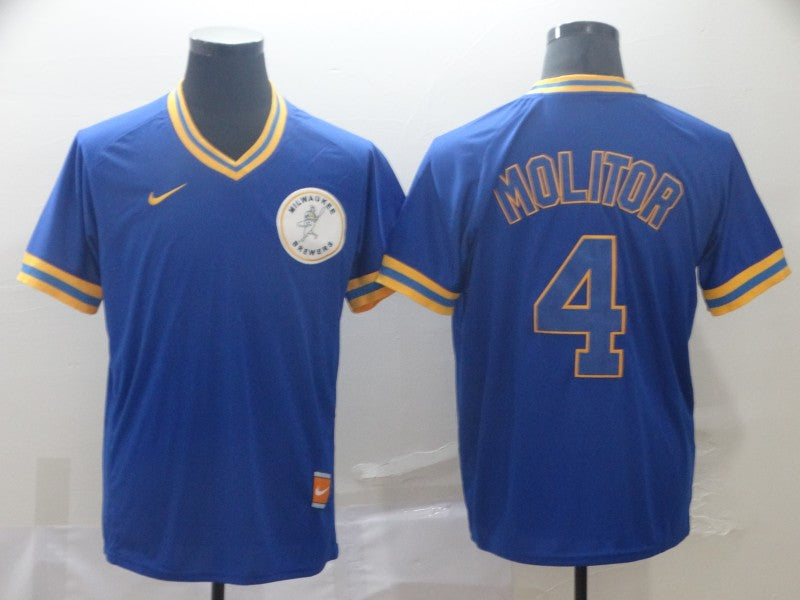 Men's Milwaukee Brewers Paul Molitor #4 Blue Player jersey