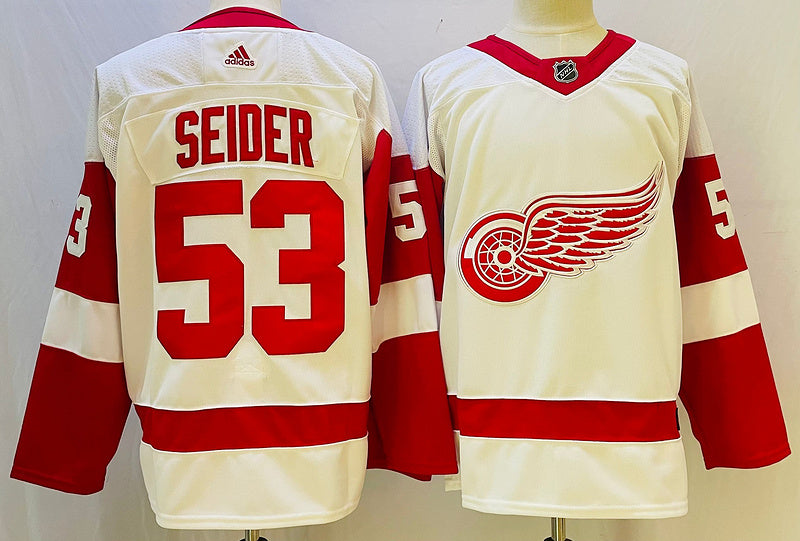 Men's Detroit Red Wings Moritz Seider #53 White Player jersey