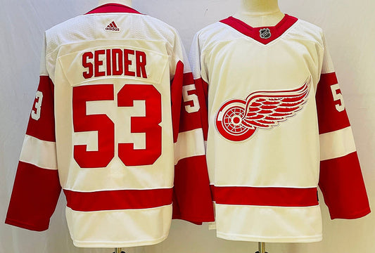 Men's Detroit Red Wings Moritz Seider #53 White Player jersey