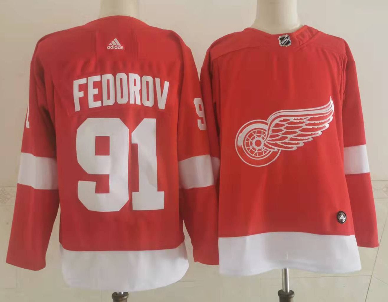 Men's Detroit Red Wings Sergei Fedorov #91 Red Home Breakaway Player jersey