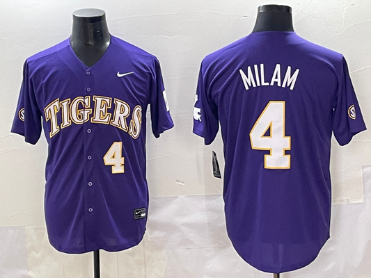 Men's LSU Tigers Steven Milam #4 Purple Replica Player Jersey