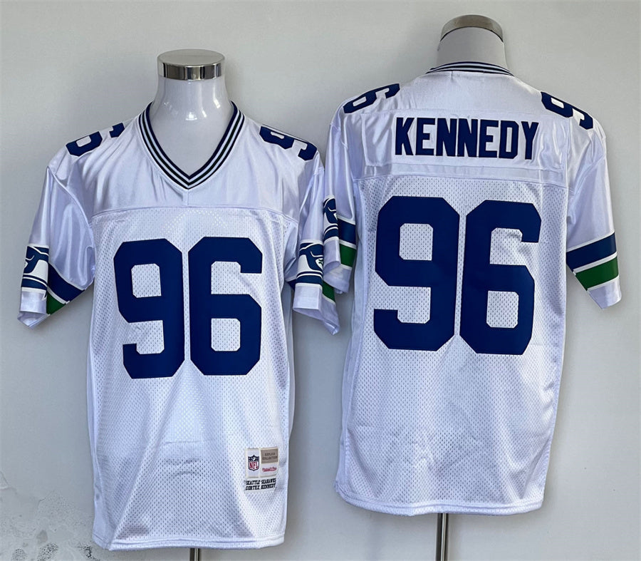 Men's Seattle Seahawks Cortez Kennedy Mitchell & Ness White Legacy Replica jersey