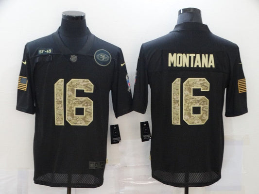 Men's San Francisco 49ers #16 Joe Montana Black Player Game jersey