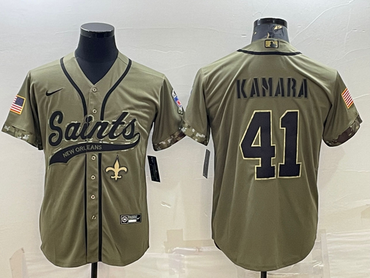 Men's New Orleans Saints Alvin Kamara #41 Olive 2022 Salute To Service Retired Player Limited jersey Joint Edition