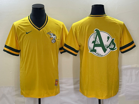 Men's Oakland Athletics Gold Blank Cooperstown Collection Mesh Batting Team jersey