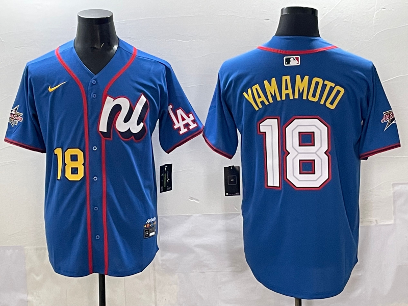 Men's National League Yoshinobu Yamamoto #18 Blue 2025 All-Star Edition Limited Player Jersey