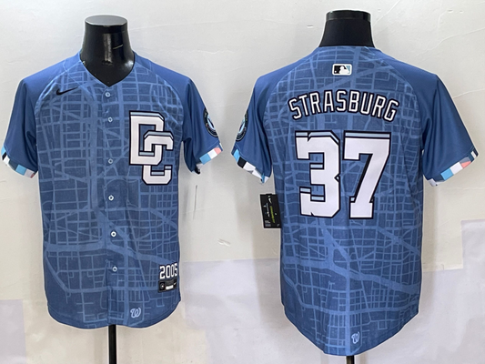 Men's Washington Nationals Stephen Strasburg #37 Blue 2025 City Connect Limited Player jersey