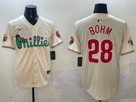 Men's Philadelphia Phillies Alec Bohm #28 Cream Replica Player jersey