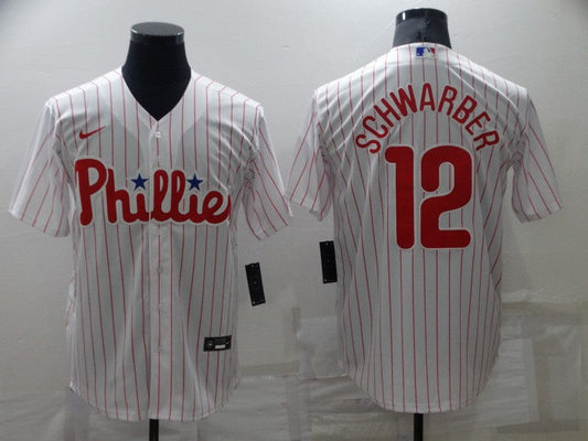 Men's Philadelphia Phillies Kyle Schwarber #12 White Replica Baseball jersey