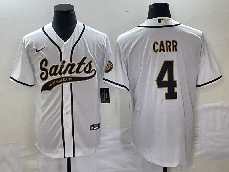 Men's New Orleans Saints Derek Carr #4 White Game jersey Joint Edition