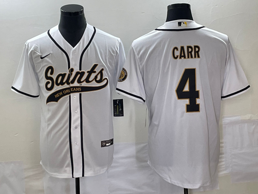 Men's New Orleans Saints Derek Carr #4 White Game jersey Joint Edition