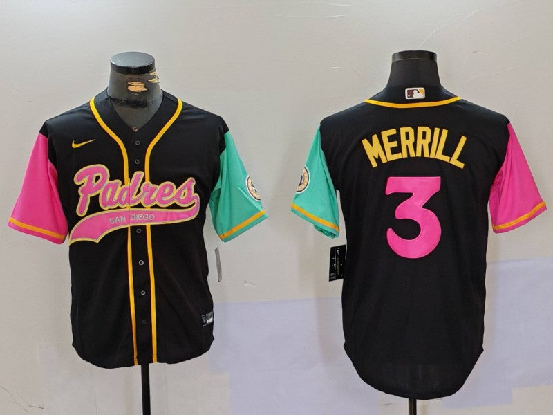 Men's San Diego Padres Jackson Merrill #3 Black City Connect Replica Player jersey