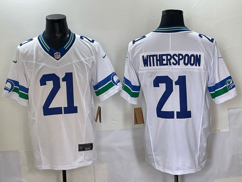 Men's Seattle Seahawks Devon Witherspoon #21 White Alternate Game Jersey