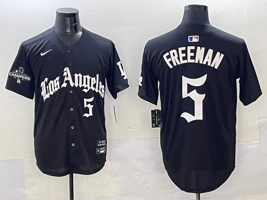Men's Los Angeles Dodgers Freddie Freeman #5 Black Team Game Player Jersey