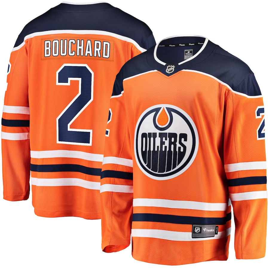 Men's Edmonton Oilers Evan Bouchard #2 Orange Home Breakaway Player jersey