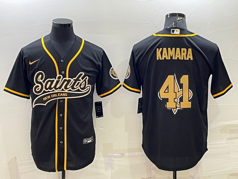 Men's New Orleans Saints Alvin Kamara #41 Black Player jersey Joint Edition