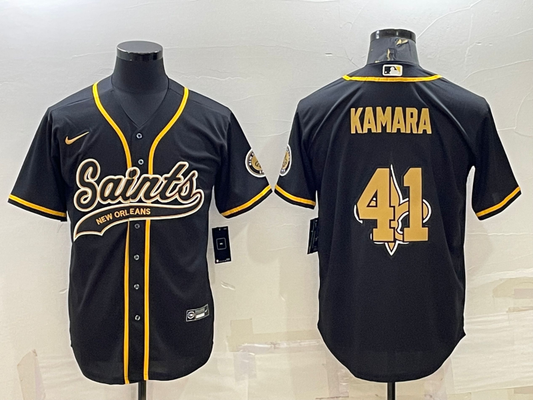 Men's New Orleans Saints Alvin Kamara #41 Black Player jersey Joint Edition