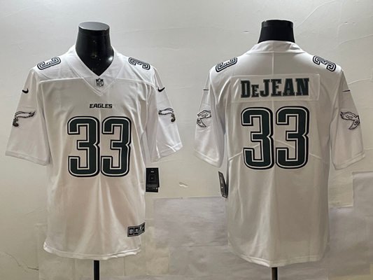 Men's Philadelphia Eagles Cooper DeJean #33 Tundra White Fashion Game jersey