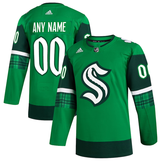 Men's Seattle Kraken Kelly Green St. Patrick's Day Authentic Custom jersey