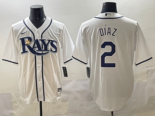Men's Tampa Bay Rays Yandy Diaz #2 White Home Replica Player Jersey