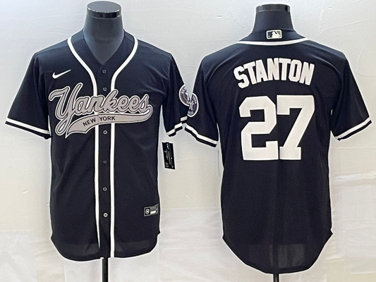 Men's New York Yankees Giancarlo Stanton #27 Black Player jersey Joint Edition