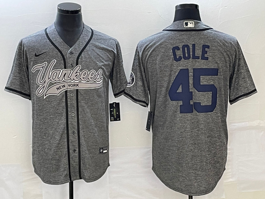 Men's New York Yankees Gerrit Cole #45 Gray Game jersey Joint Edition