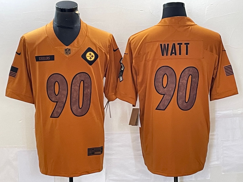 Men's Pittsburgh Steelers T.J. Watt #90 Brown 2023 Salute To Service Limited jersey