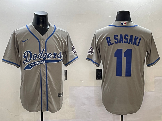 Men's Los Angeles Dodgers Roki Sasaki #11 Gray Player jersey