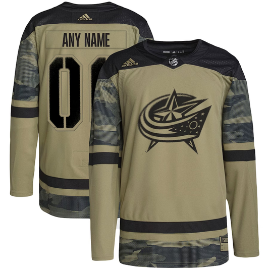 Men's Columbus Blue Jackets Camo Military Appreciation Team Authentic Custom Practice jersey
