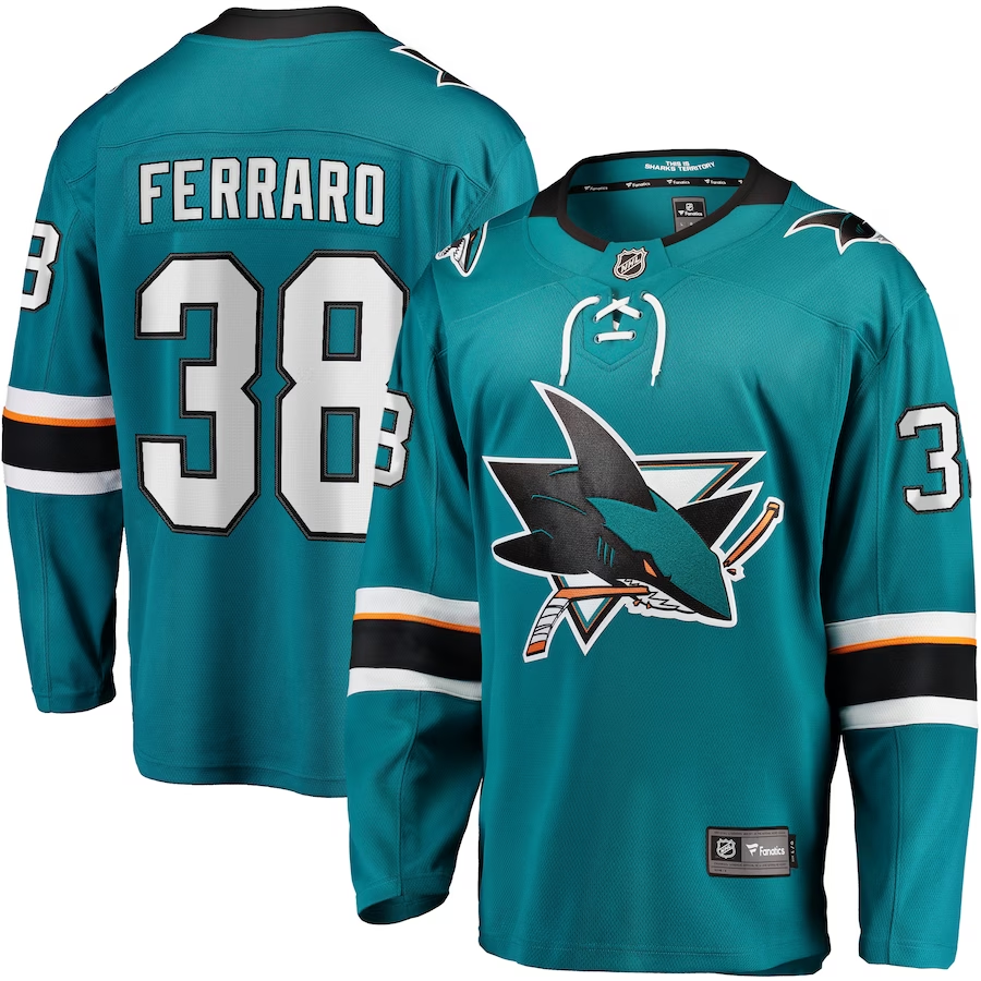 Men's San Jose Sharks Mario Ferraro #38 Teal Breakaway Player jersey