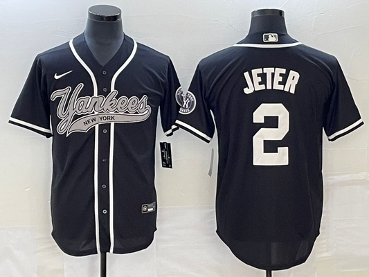 Men's New York Yankees Derek Jeter #2 Black Player jersey Joint Edition