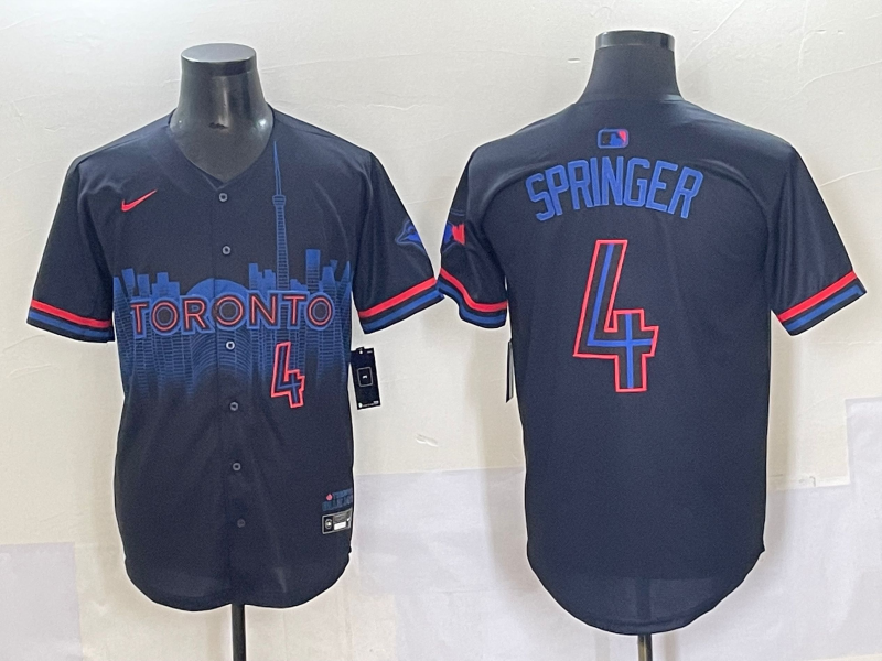 Men's Toronto Blue Jays George Springer #4 Black 2024 City Connect Limited Player Jersey