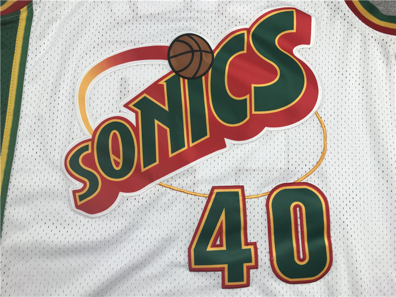 Men's Seattle Supersonics Shawn Kemp #40 White Throwback Swingman Jersey