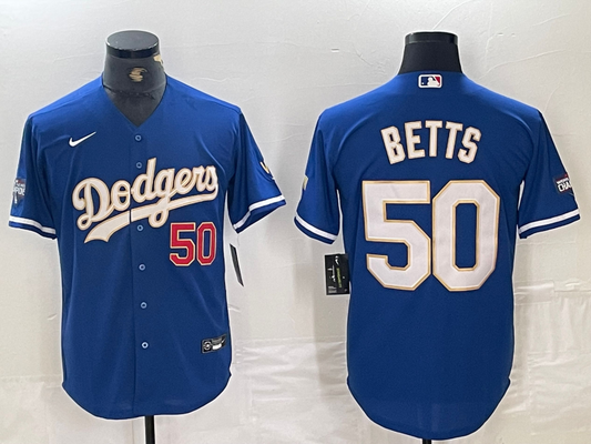 Men's Los Angeles Dodgers Mookie Betts #50 Blue Game jersey