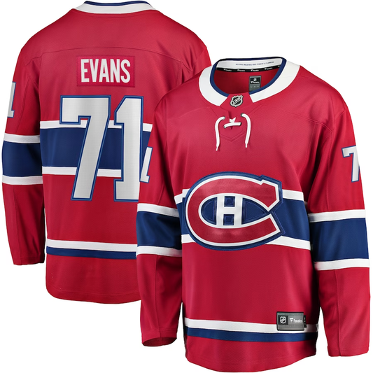 Men's Montreal Canadiens Jake Evans #71 Red Player Game jersey