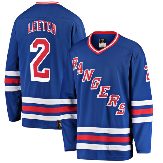 Men's New York Rangers Brian Leetch #2 Blue Player Game jersey