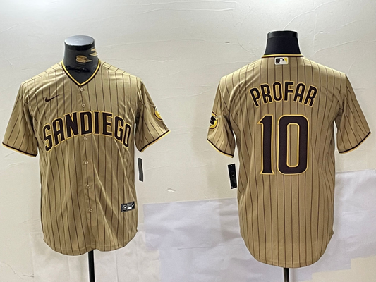Men's San Diego Padres Jurickson Profar #10 Tan Alternate Limited Player jersey
