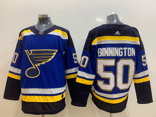 Men's St. Louis Blues Jordan Binnington #50 Blue Home Breakaway Player jersey