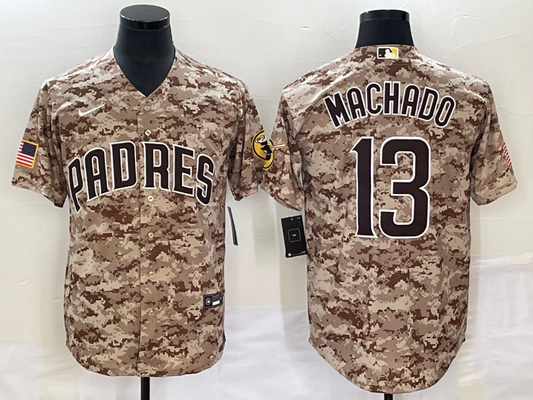 Men's San Diego Padres Manny Machado #13 Camo USMC Alternate Replica Player jersey