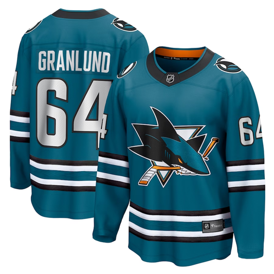 Men's San Jose Sharks Mikael Granlund #64 Teal Home Breakaway jersey