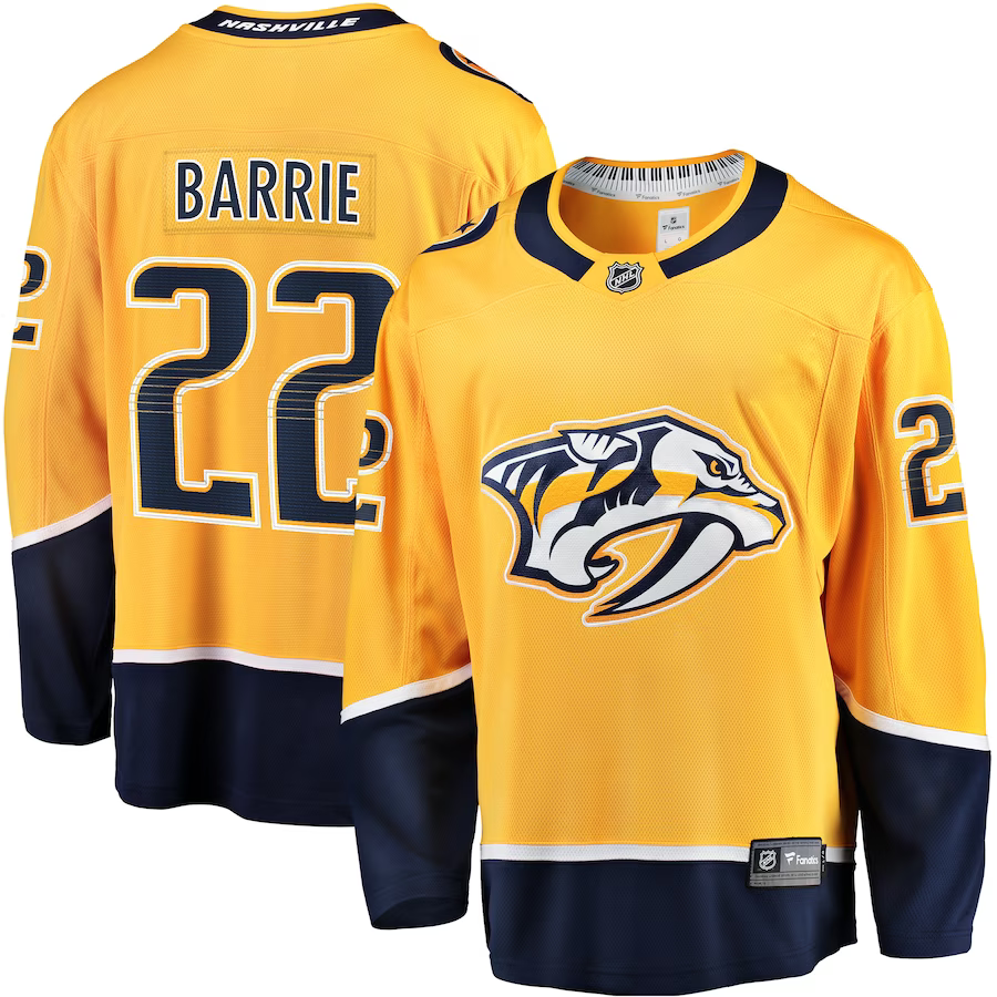 Men's Nashville Predators Tyson Barrie #22 Gold Home Breakaway jersey
